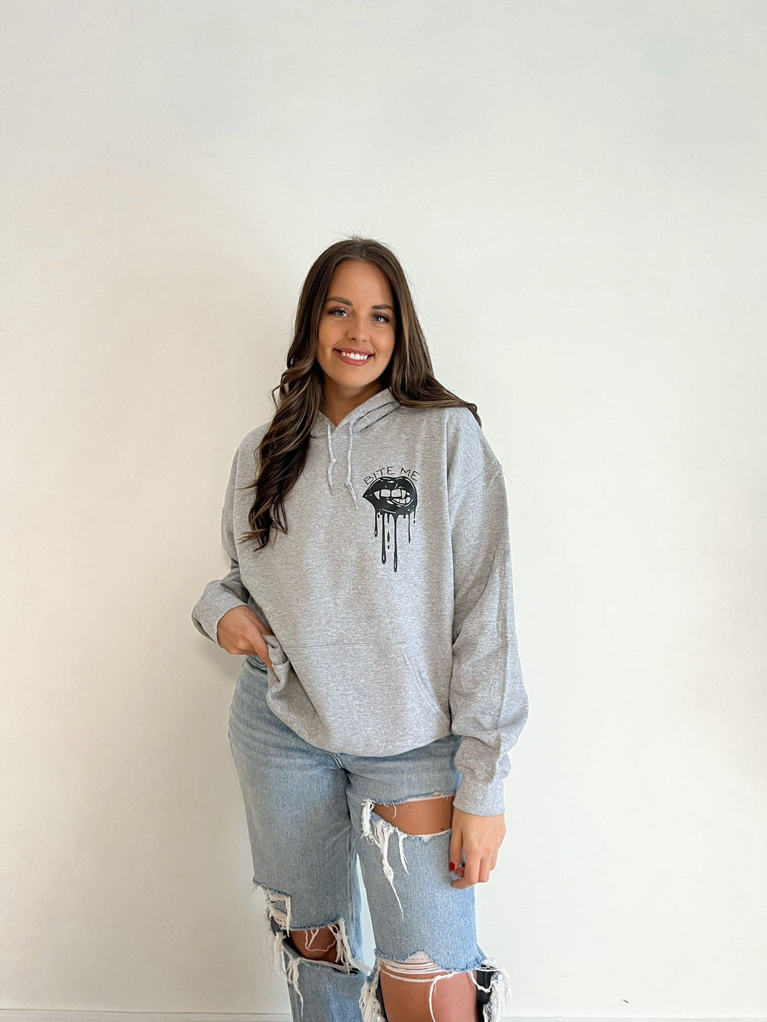 Bite Me Hoodie - Gray