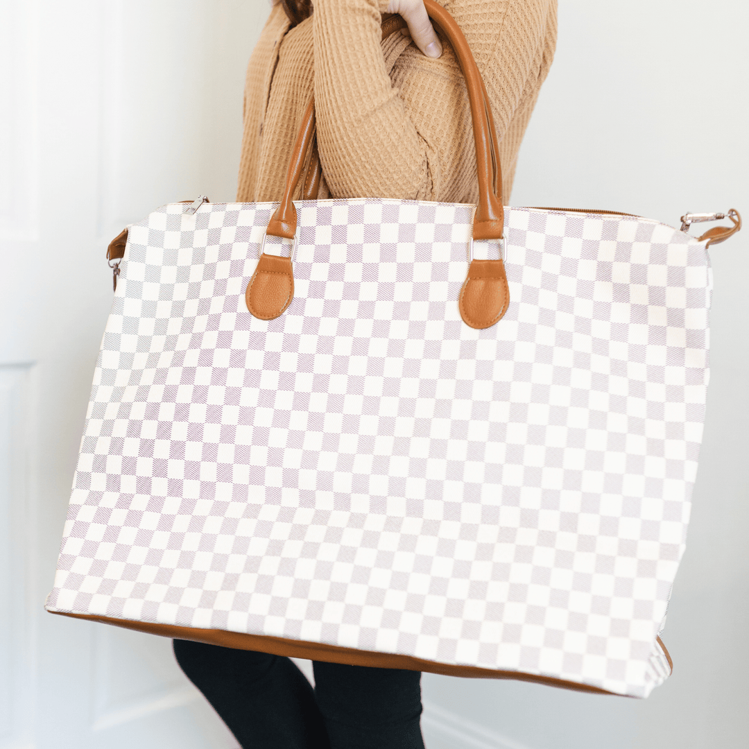 Spencer Plaid Weekender Bag - White