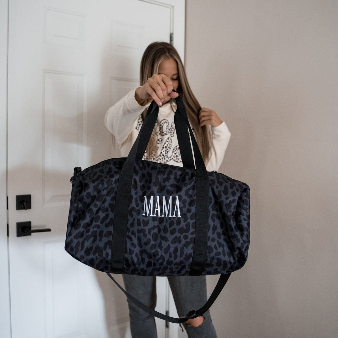 MAMA Embroidered Duffle Bag - Black Cheetah