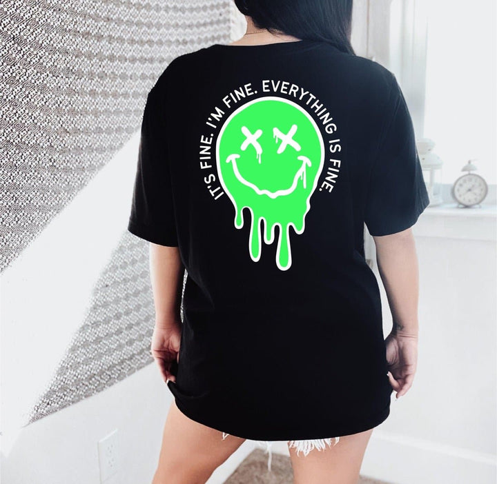 It's Fine Drippy Smiley Tee - Black