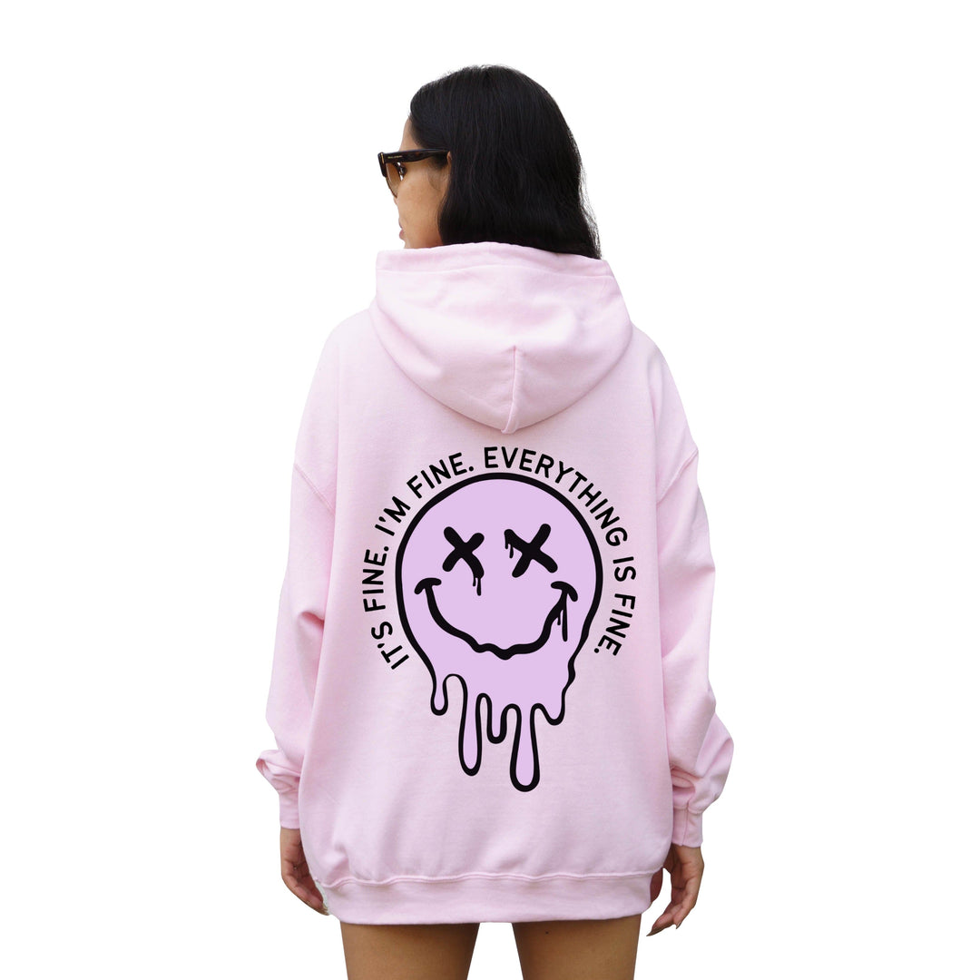 It's Fine Drippy Smiley Hoodie - Pink