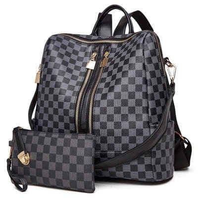 Olivia Convertible Backpack - Black Plaid