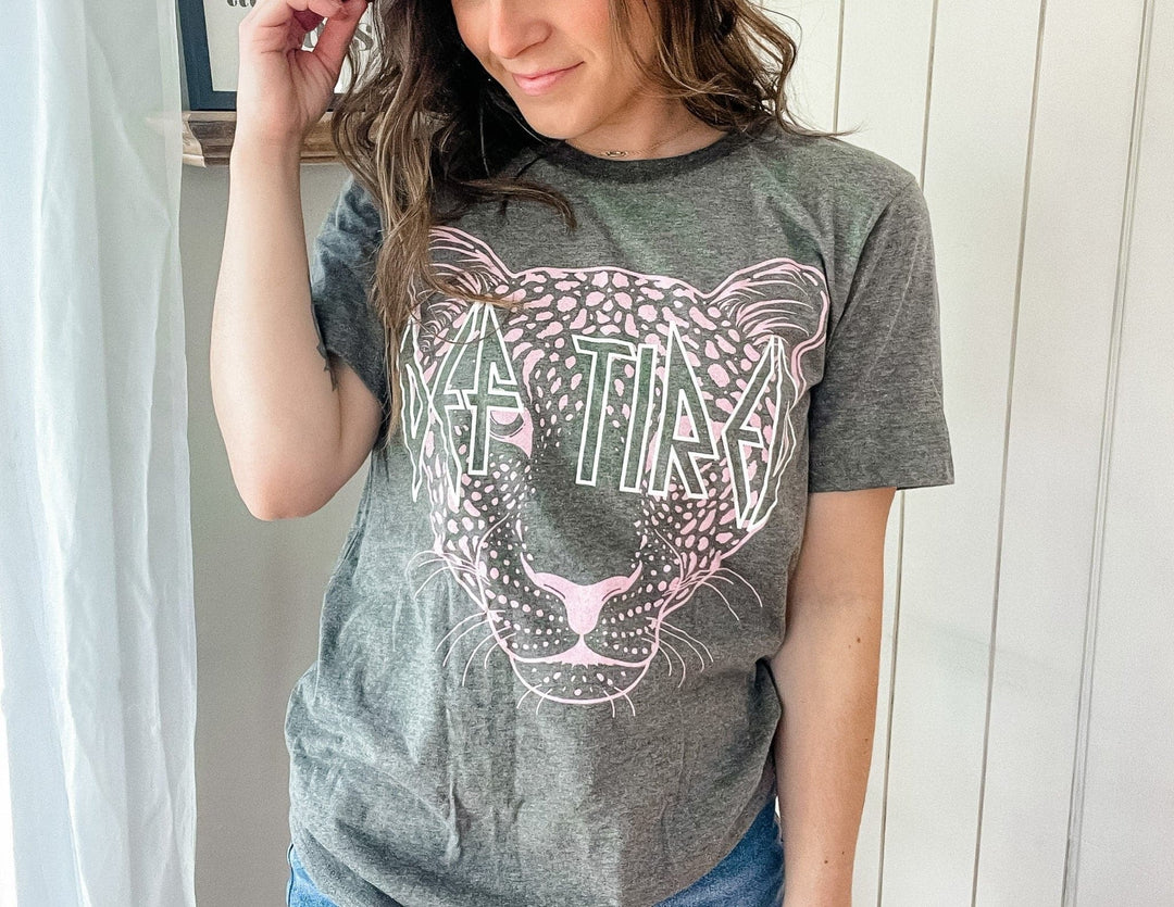 Def Tired Leopard Tee - Gray