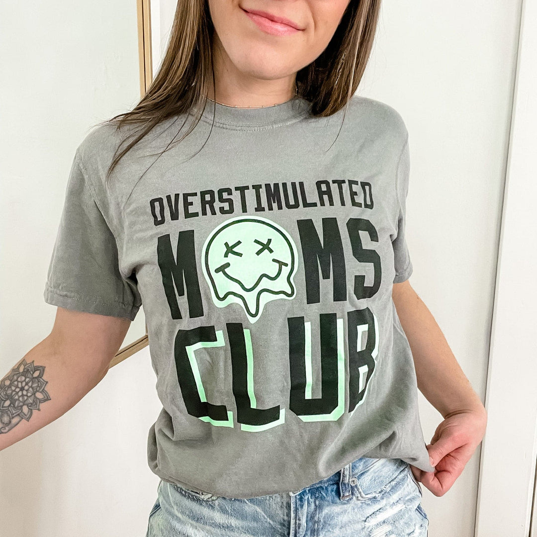 Overstimulated Moms Club Tee - Grey