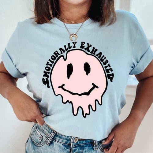 Emotionally Exhausted Tee - Baby Blue
