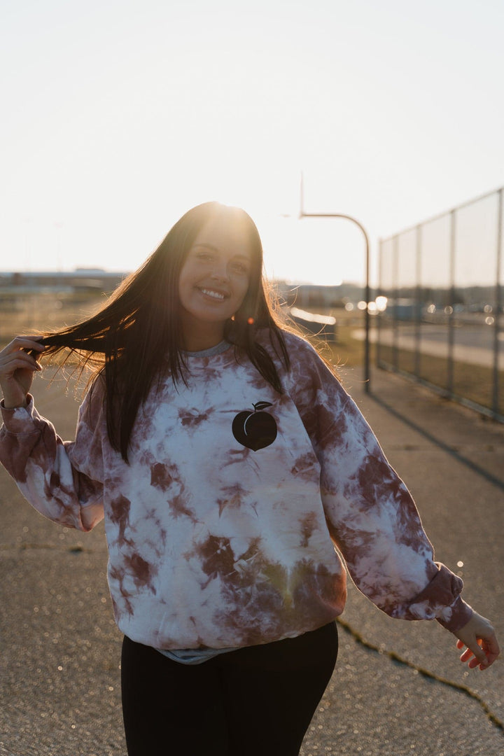 Thicc and Tired Copper Crystal Tie Dye Sweatshirt