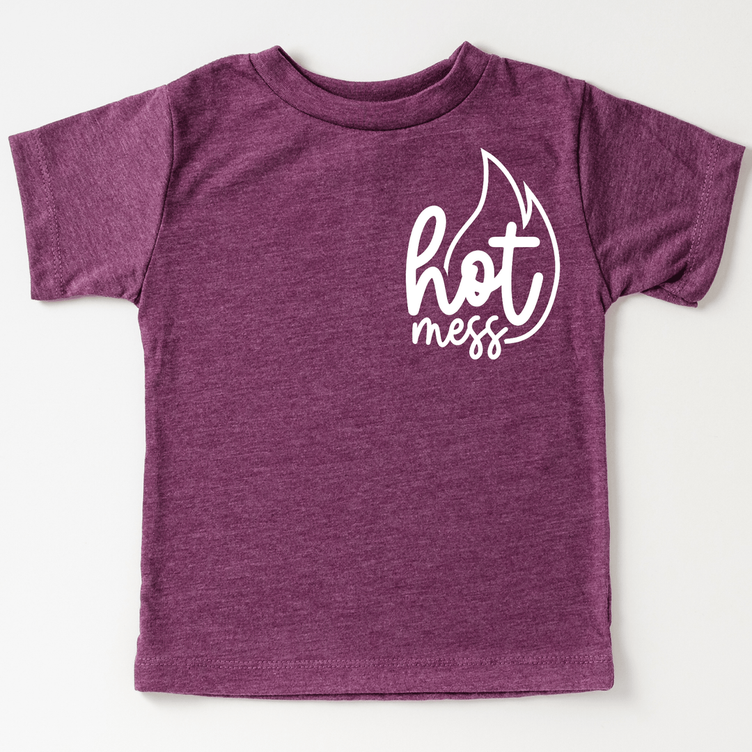 Hot Mess Kids Tee - Heather Burgundy