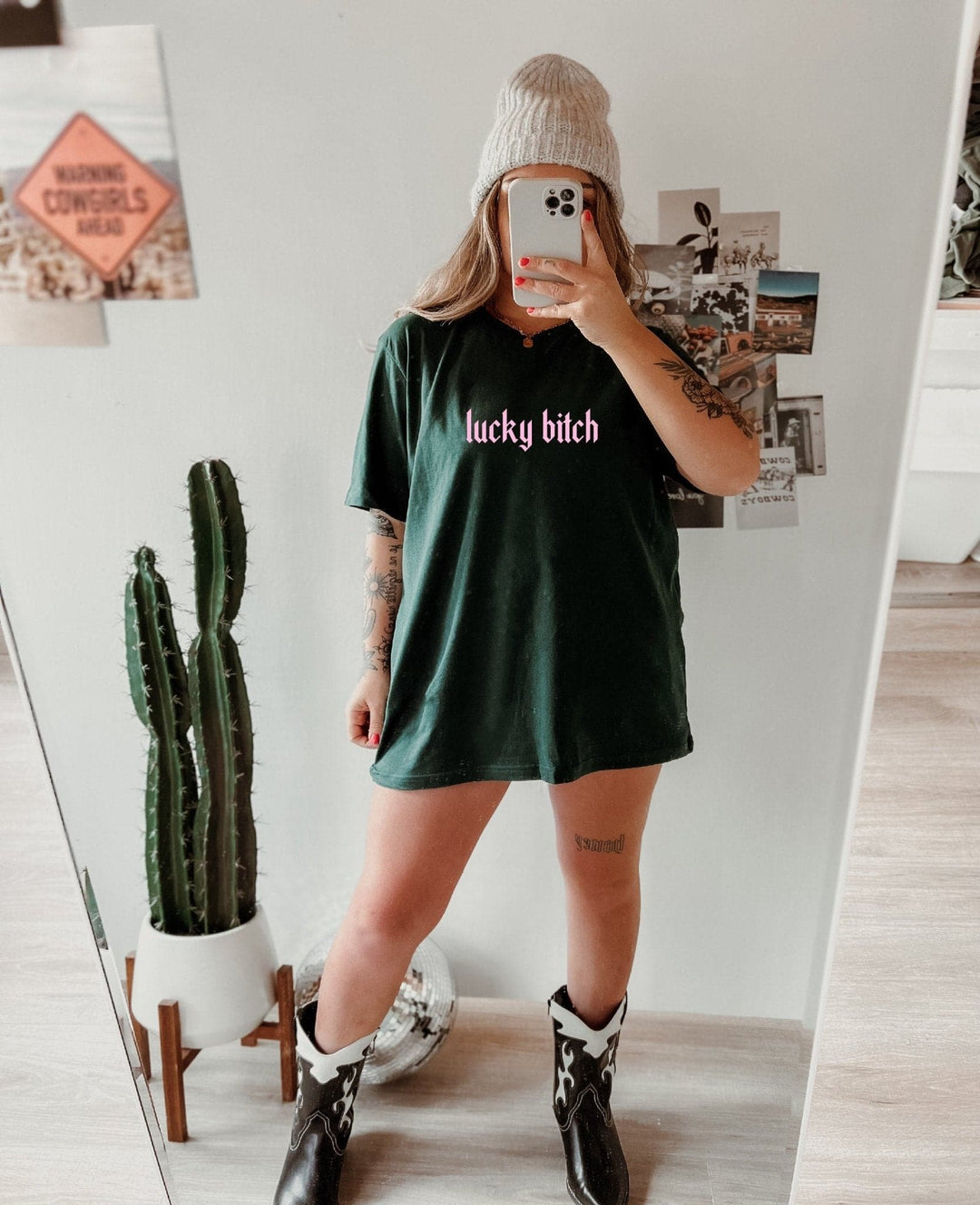 Lucky Bitch Tee - Forest
