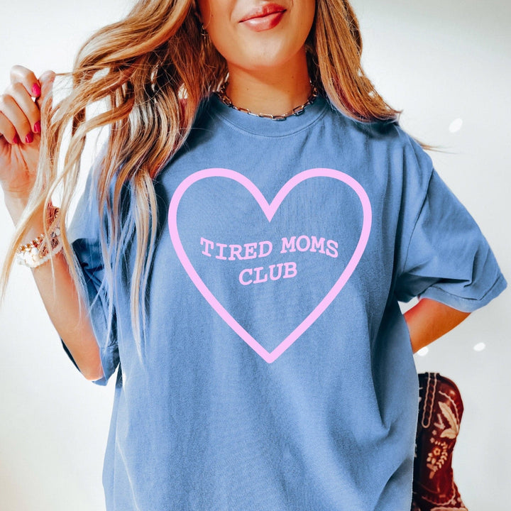 Tired Moms Club Heart Tee - Blue Jean